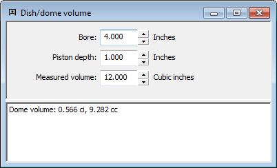 Piston Dish/Dome Volume Calculation