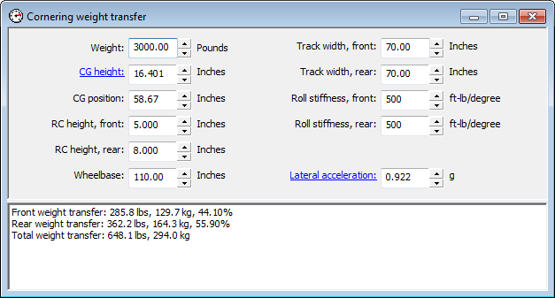 Weight Transfer Calculation
